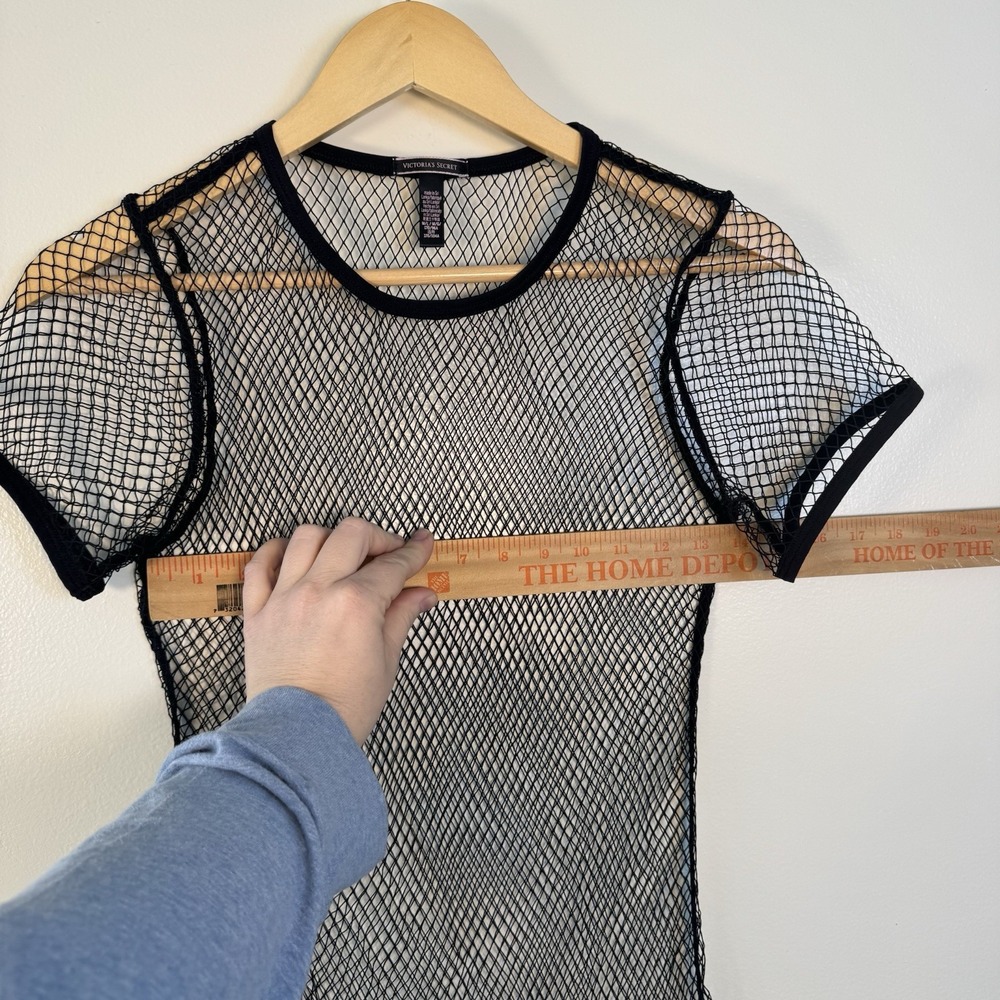 Victorias Secret Fishnet Shirt Swim Women's M/L Black Mesh Net Sheer Top - Picture 4 of 8